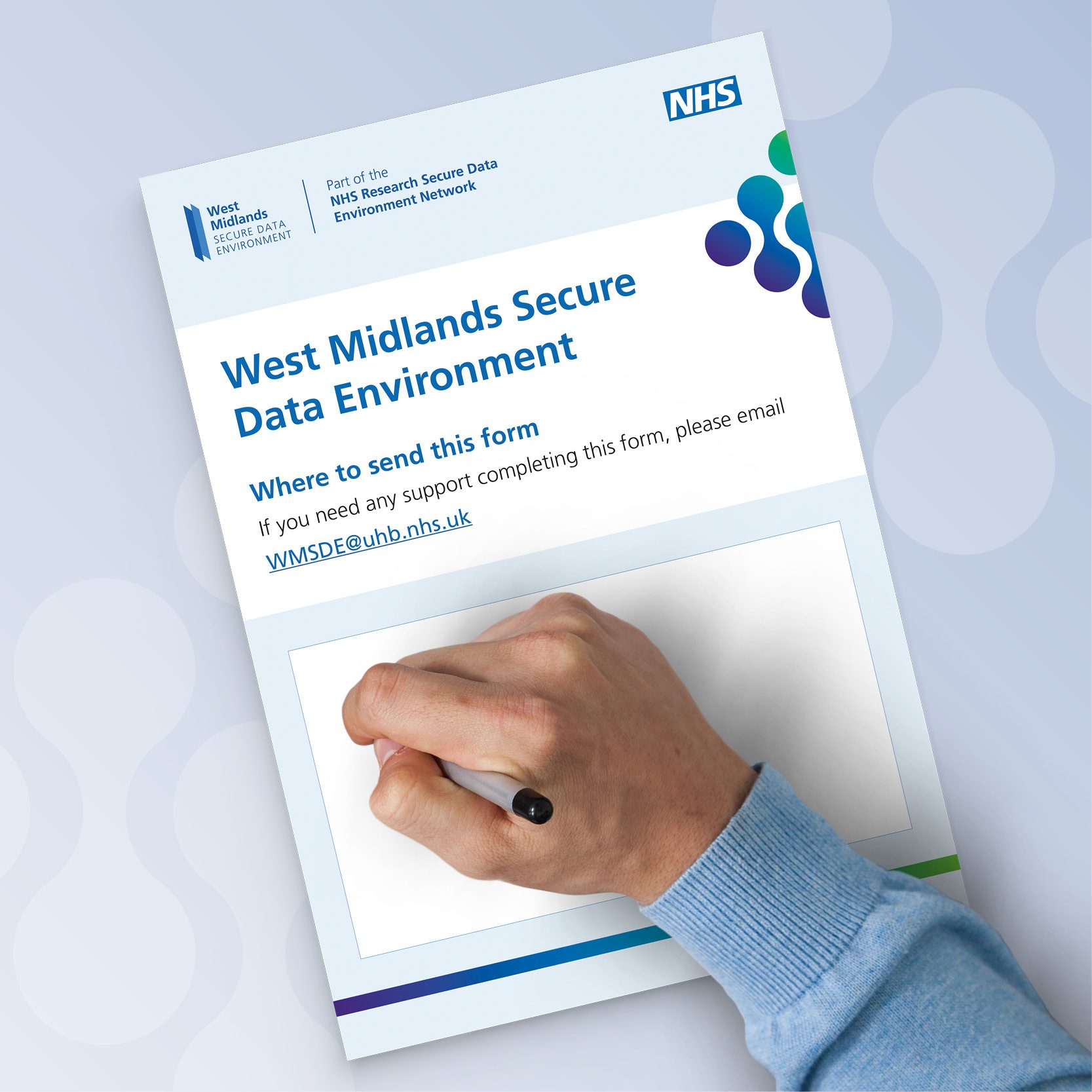 Decorative image depicting an individual completing a West Midlands SDE branded form